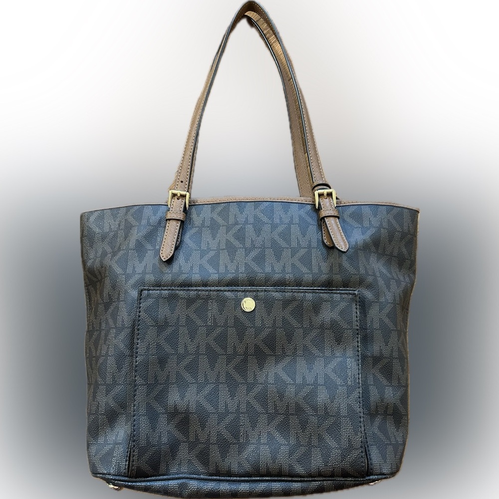 Michael Kors Signature MK Tote Bag | Brown & Gold | Large Shoulder Bag